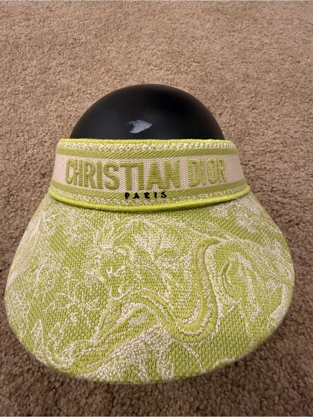 Dior Dioriviera Toile de Jouy Visor Hat Lime Green Sun Visor NEW Limited Edition